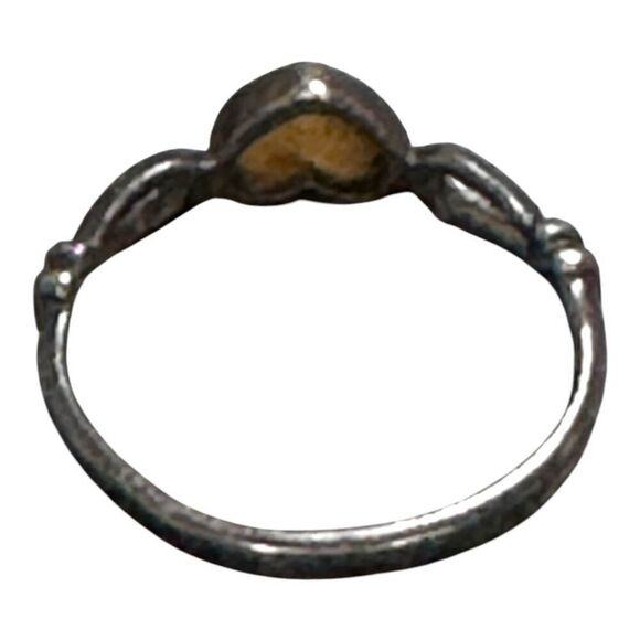 Sterling Silver Heart Abalone Mother Of Pearl Childrens gIrls Ring Size 4 Gift - Picture 7 of 7